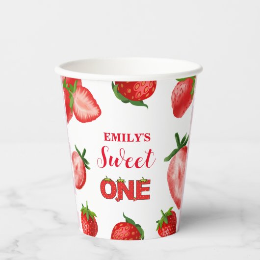 Gobelets En Papier Fraise Berry Sweet Anniversaire| Berry First (Recto)