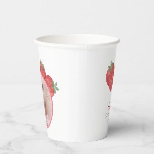 Gobelets En Papier Fraise Berry Sweet Girl Anniversaire avec photo (Droite)