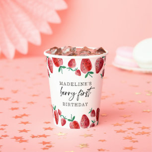 Gobelets En Papier Fraise Berry Sweet Girl Premier anniversaire