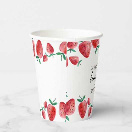 Gobelets En Papier Fraise Berry Sweet Girl Premier anniversaire (Droite)
