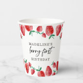 Gobelets En Papier Fraise Berry Sweet Girl Premier anniversaire (Recto)