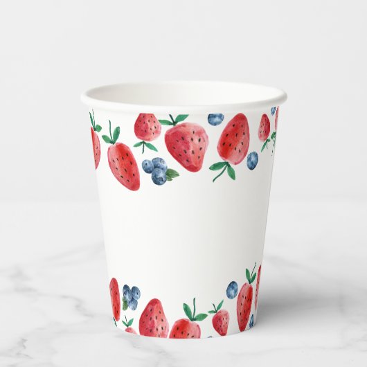 Gobelets En Papier Fraise bleuet Berry Sweet Girl Anniversaire (Verso)