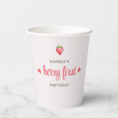 Gobelets En Papier Fraise d'aquarelle Berry Premier anniversaire (Verso)