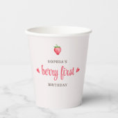 Gobelets En Papier Fraise d'aquarelle Berry Premier anniversaire (Recto)