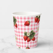 Gobelets En Papier Fraise et rouge en vichy coupes en papier mignonne (Verso)