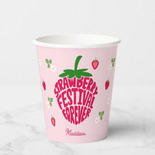 Gobelets En Papier Fraise Festival Forever Cute Personnalisable