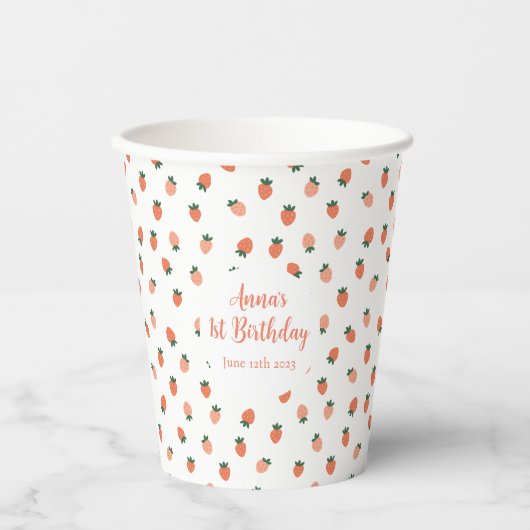 Gobelets En Papier Fraise mignonne (Recto)