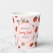 Gobelets En Papier Fraise mignonne Berry Premier anniversaire (Recto)