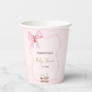 Gobelets En Papier Fraise, Oie, Cadre à Nœud Papillon à Points Bébé S