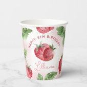 Gobelets En Papier Fraise rose mignonne fête d'anniversaire (Verso)