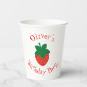 Gobelets En Papier Fraise rouge fête d'anniversaire (Recto)