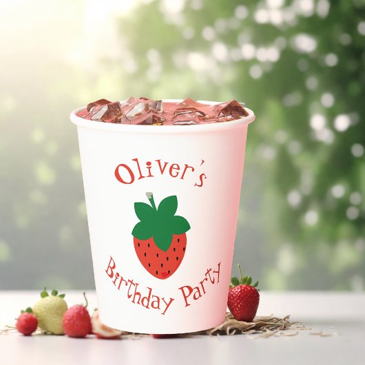 Gobelets En Papier Fraise rouge fête d'anniversaire