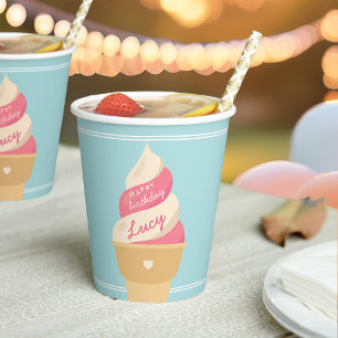 Gobelets En Papier Fraise vanille crème glacée Anniversaire de enfant