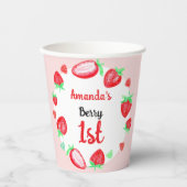 Gobelets En Papier Fraises 1er anniversaire baie première (Recto)