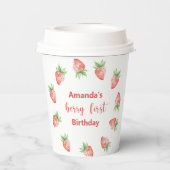 Gobelets En Papier Fraises d'aquarelle 1er anniversaire (Verso)