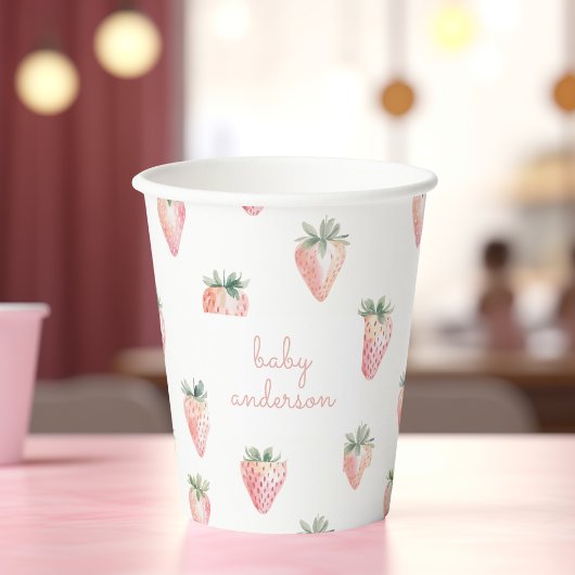 Gobelets En Papier Fraises d'aquarelle - Berry Sweet Baby shower