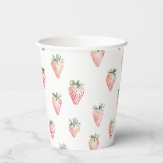 Gobelets En Papier Fraises d'aquarelle - Berry Sweet Baby shower (Verso)