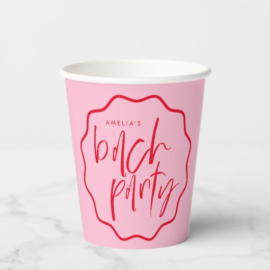 Gobelets En Papier Frame Wavy Rouge Et Rose Bachelorette Favoriser (Verso)