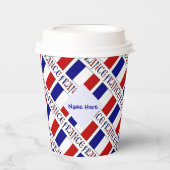 Gobelets En Papier France French Flag Tiled Blue Personalized Name (Recto)