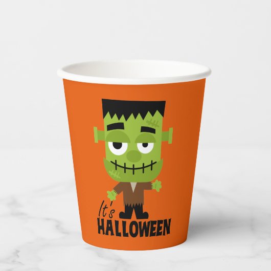 Gobelets En Papier Frankenstein C'est Halloween (Recto)