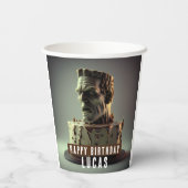 Gobelets En Papier Frankenstein Head Anniversaire Gâteau au chocolat (Verso)