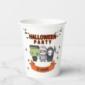 Gobelets En Papier Frankenstein Mummy Grim Reaper Halloween Éffrayant (Verso)