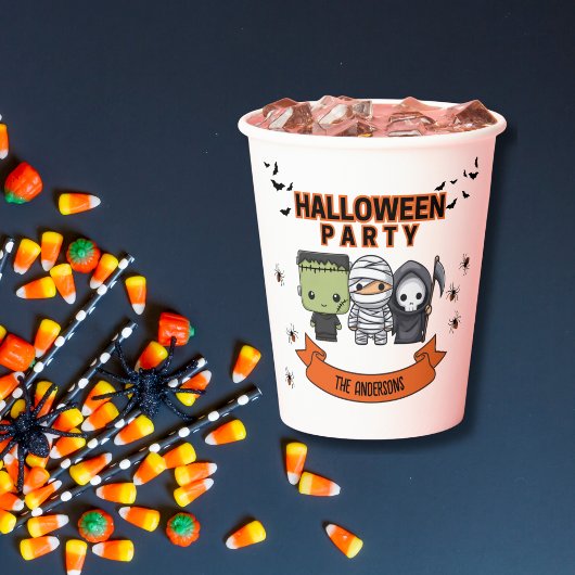 Gobelets En Papier Frankenstein Mummy Grim Reaper Halloween Éffrayant