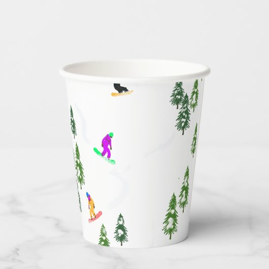 Gobelets En Papier Freeride Snowboardeur Design (Verso)