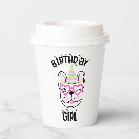 Gobelets En Papier French Bulldog Fête d'anniversaire (Verso)