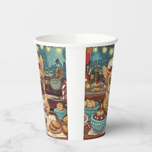 Gobelets En Papier French Bulldog Holiday Baking : Noël festif (Gauche)