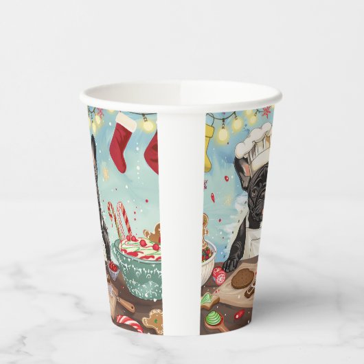 Gobelets En Papier French Bulldog Holiday Baking : Noël festif (Gauche)