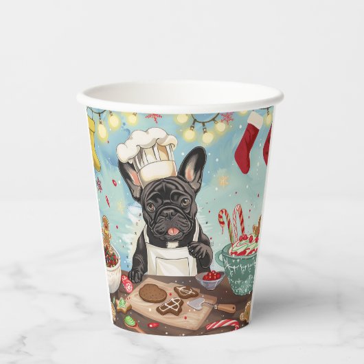 Gobelets En Papier French Bulldog Holiday Baking : Noël festif (Recto)
