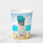 Gobelets En Papier French Bulldog sur la plage (Verso)