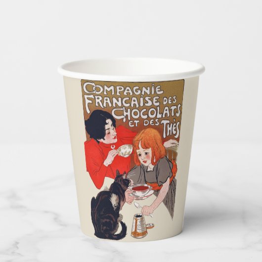 Gobelets En Papier French Chocolate Party Steinlen Art (Verso)