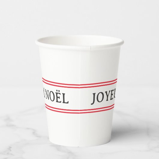 Gobelets En Papier French Joyeux Noël Red Stripe Noël (Droite)