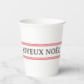 Gobelets En Papier French Joyeux Noël Red Stripe Noël (Recto)