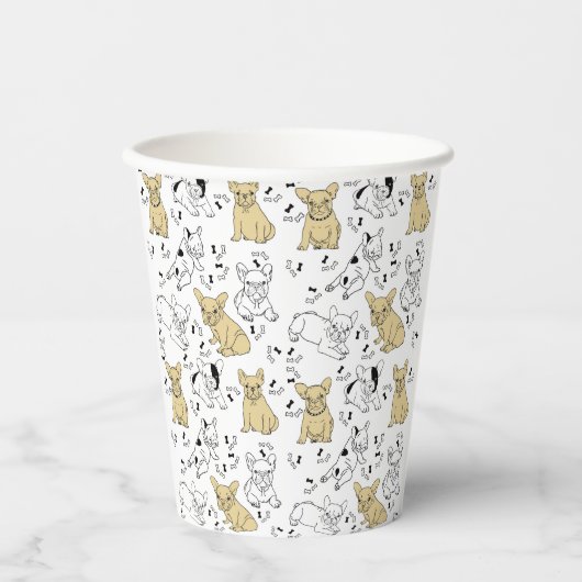Gobelets En Papier Frenchie aime les os (Recto)