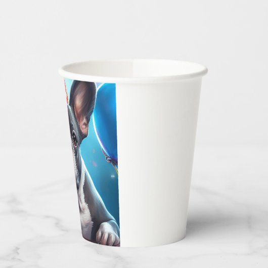 Gobelets En Papier Frenchie Birthday Bash : Un mignon Bulldog françai (Gauche)