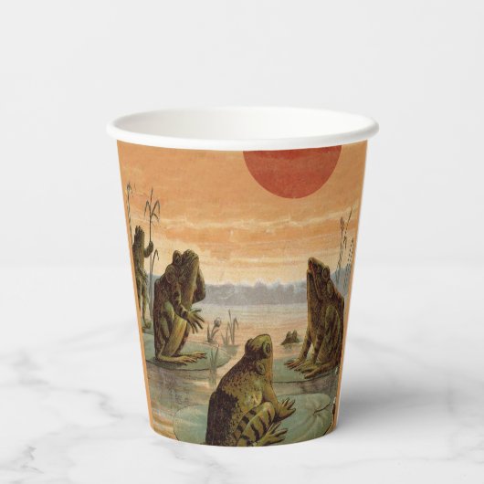 Gobelets En Papier Frogs Lily Pads Moon Illustration (Verso)