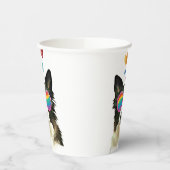 Gobelets En Papier Frontière Collie Chien avec Coeurs Saint-Valentin (Gauche)