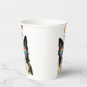 Gobelets En Papier Frontière Collie Chien avec Coeurs Saint-Valentin (Droite)