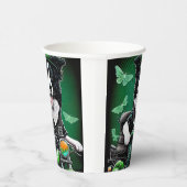 Gobelets En Papier Frontière Collie Chien Conduite Vélo St. Patrick's (Droite)