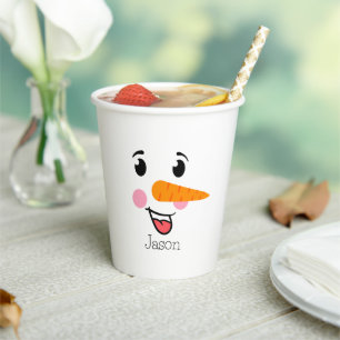 Gobelets En Papier Frosty le visage heureux du Snowman