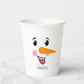 Gobelets En Papier Frosty le visage heureux du Snowman (Verso)