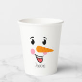 Gobelets En Papier Frosty le visage heureux du Snowman (Recto)