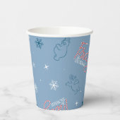 Gobelets En Papier Frosty Snowman Blue Snowflake Motif (Gauche)