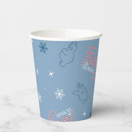 Gobelets En Papier Frosty Snowman Blue Snowflake Motif (Gauche)