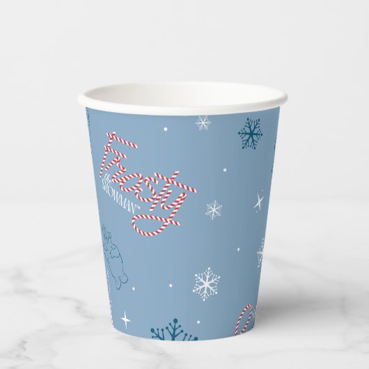 Gobelets En Papier Frosty Snowman Blue Snowflake Motif (Recto)