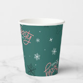 Gobelets En Papier Frosty Snowman Green Snowflake Motif (Verso)