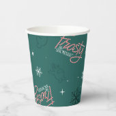 Gobelets En Papier Frosty Snowman Green Snowflake Motif (Gauche)